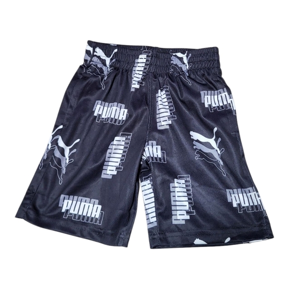 Kids Puma Black Athletic Shorts with Logo Print - Size 4T - Picture 1 of 3